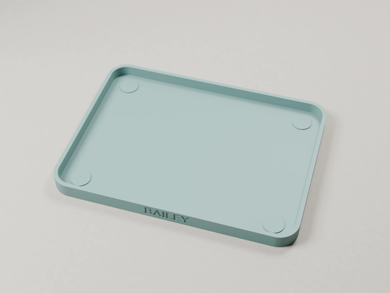 Spill Tray, mineral teal, matte, exact design render