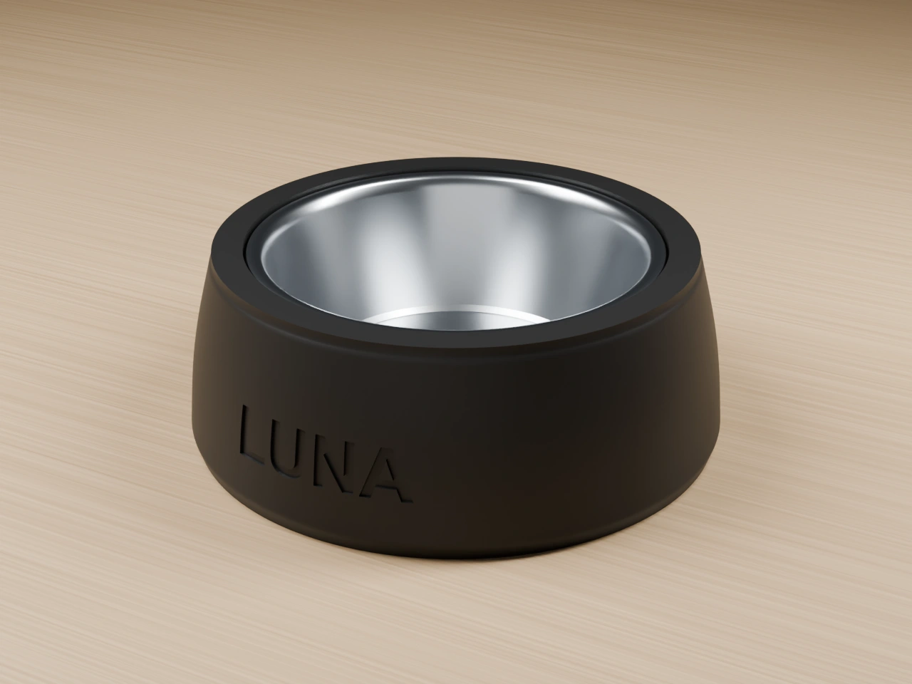 Classic Single Bowl in Matte Black, complete with removable stainless steel bowl, on an oak floor