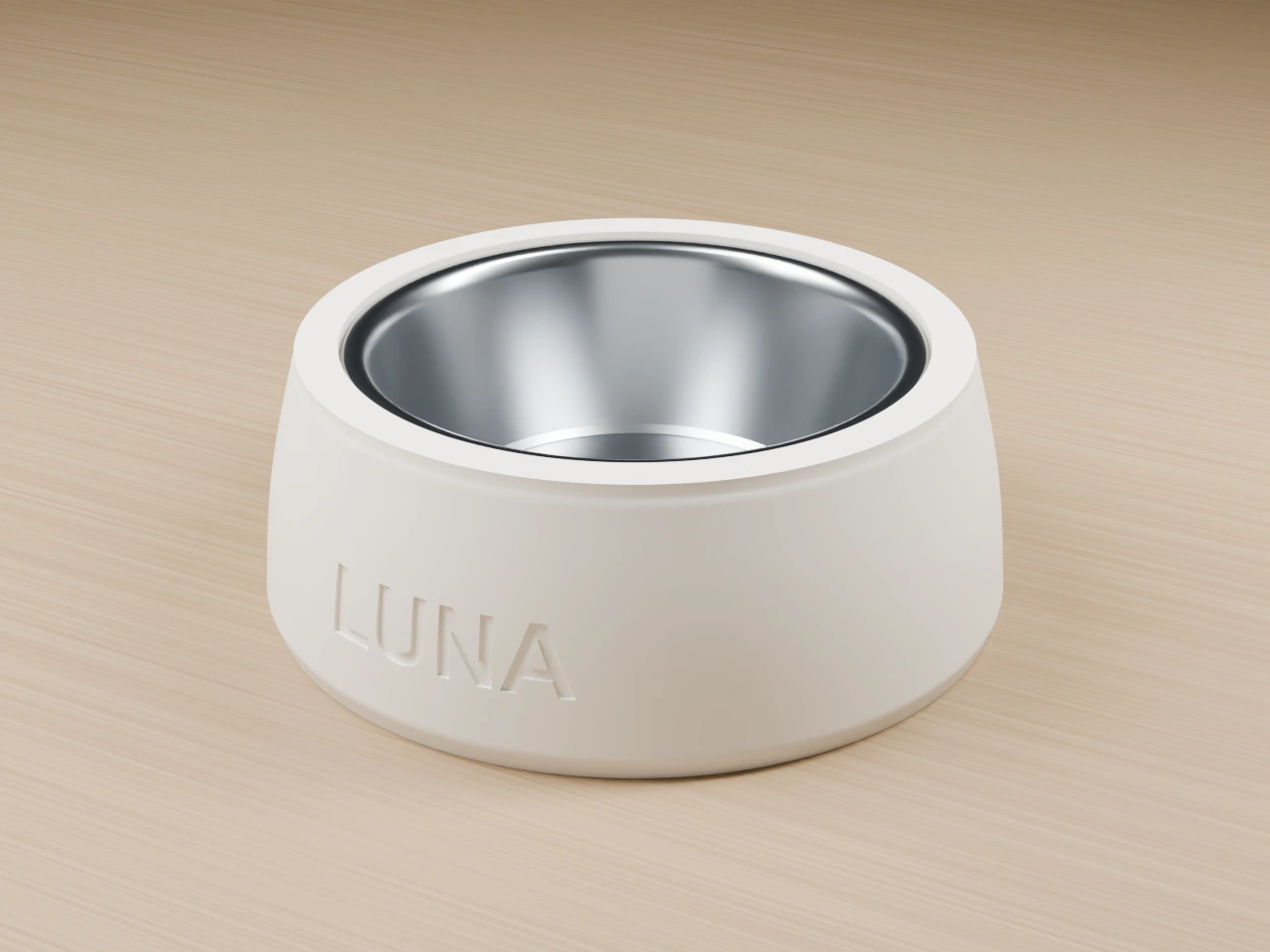 Classic Single Bowl in Warm White with removable stainless bowl, on an oak floor