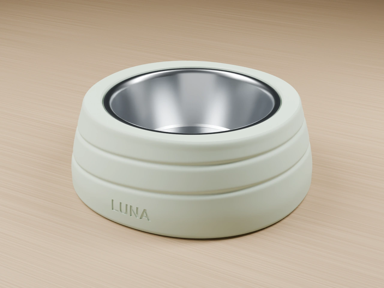 Terrace Single Bowl in Soft Mint with removable stainless bowl, on an oak floor